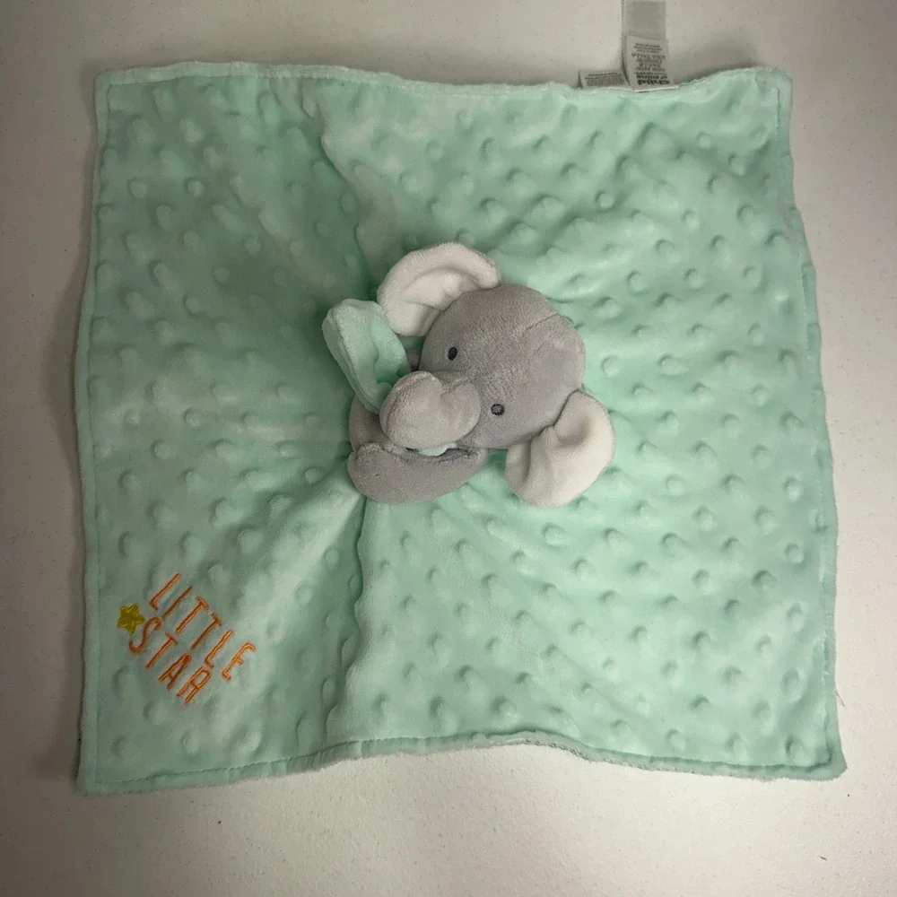 Child of Mine Elephant Lovey Mint Green Little Star Embroidered Security Blanket